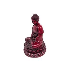 Vintage Chinese Red Resin Buddha Figurine 6.75" Prosperity Statue